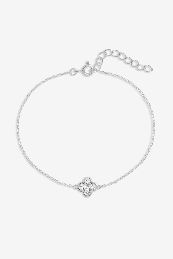 Simply Silver Sterling Silver 925 Cubic Zirconia Clover Bracelet