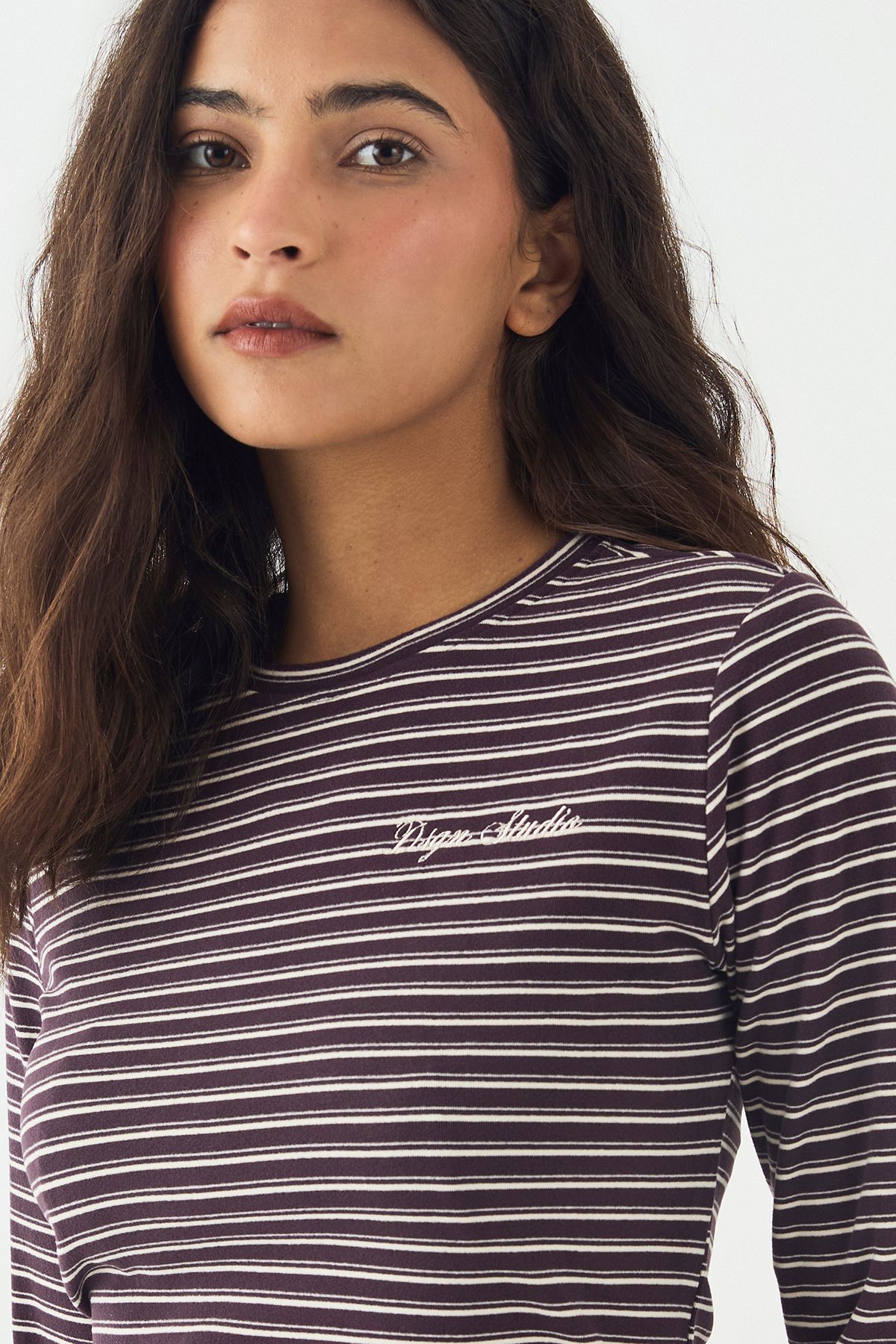 DSGN Studio DSGN Studio Soft Stripe Long Sleeve Top Plum image 4