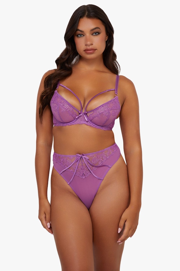 Playful Promises Rosanna Purple Long Line Plunge Bra