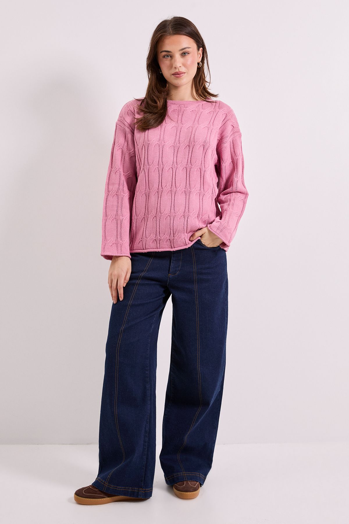Dorothy Perkins Mauve All Over Cable Jumper Mauve image 2