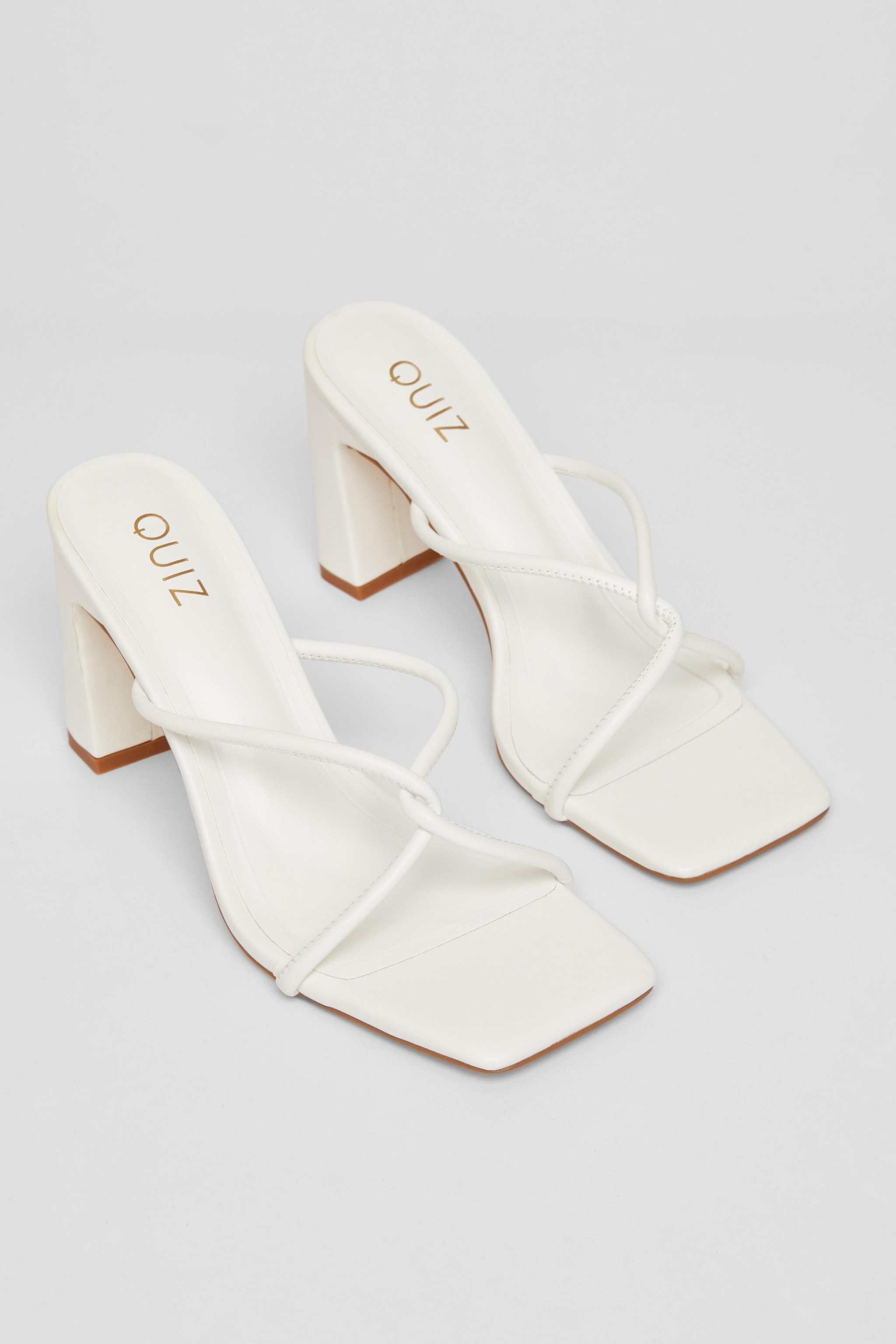 Quiz White Twist Front Strappy Block Heels image 2