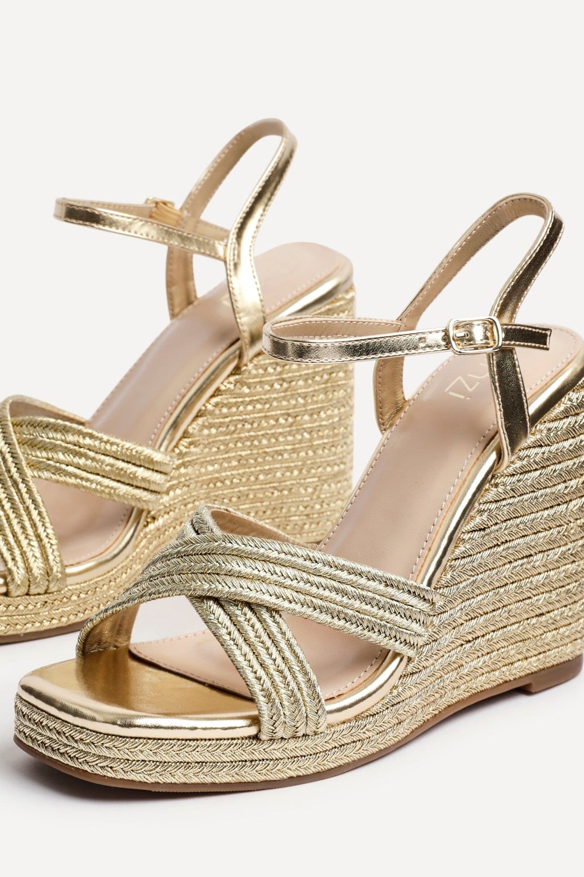 Linzi Nikki Gold Rope Crossover Platform Wedge image 4