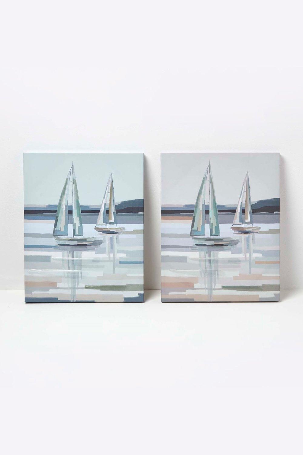 Homescapes Decorative Wall Art Boats, Design Wall Decoration Set of 2 image 1