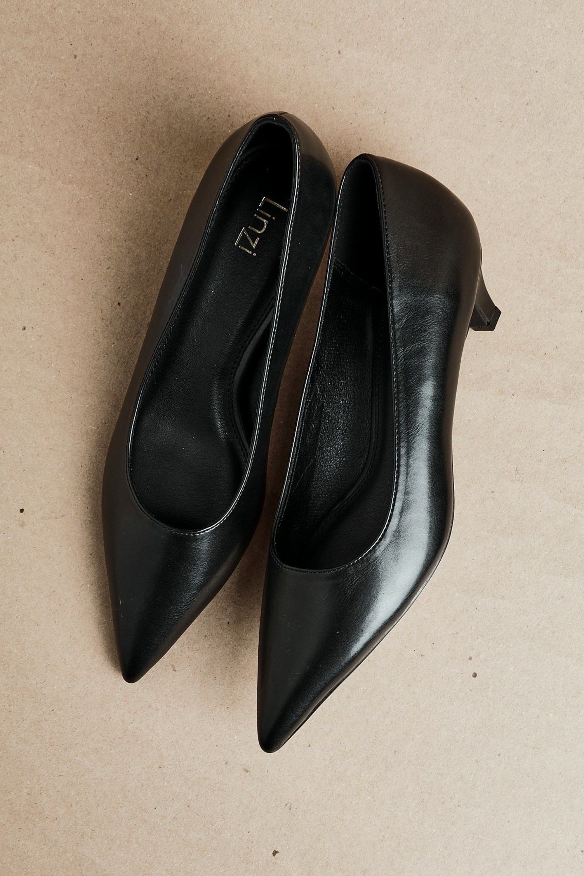 Linzi Zola Black Faux Leather Kitten Court Heel image 6