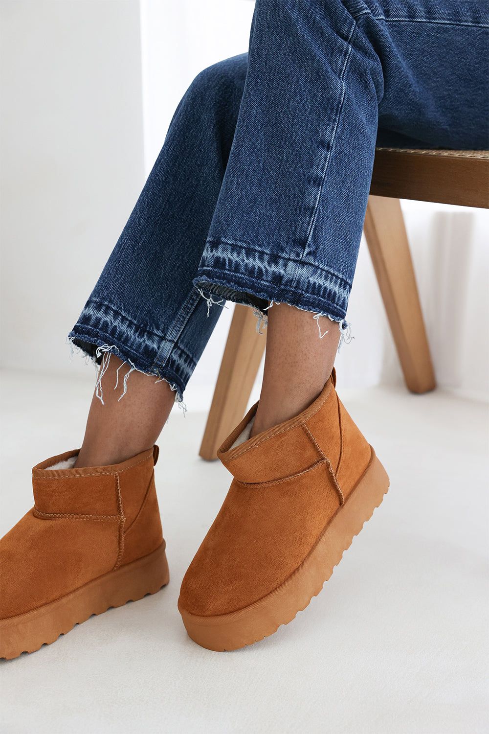 Where's That From 'Suri' Mini Faux-Suede Fur Lined Platform Ankle Slipper Boots image 3