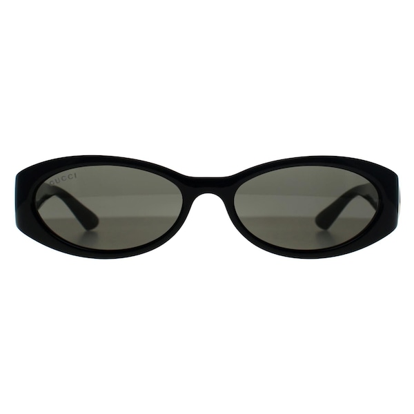 Gucci Oval Shiny Black Gold Grey GG1660S