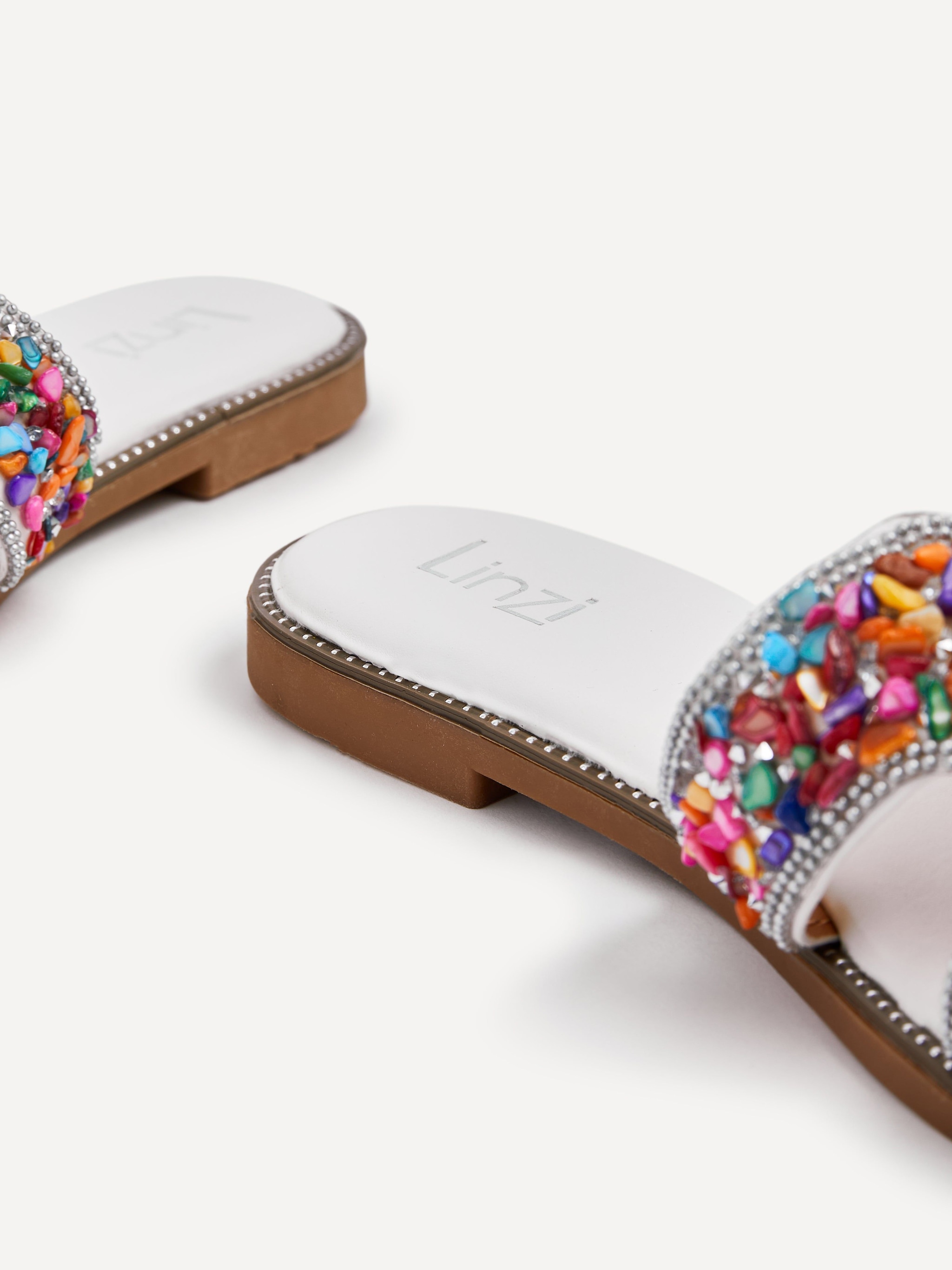 Linzi Samara Multicoloured Embellished Link Design Flat Sandal image 5