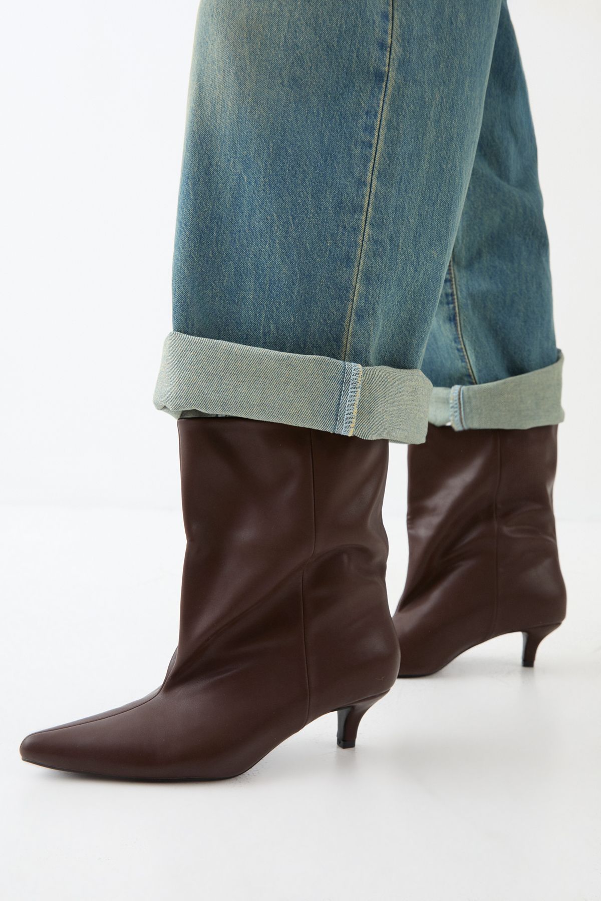 MissPap Low Stiletto Heel Ankle Boots Brown image 4