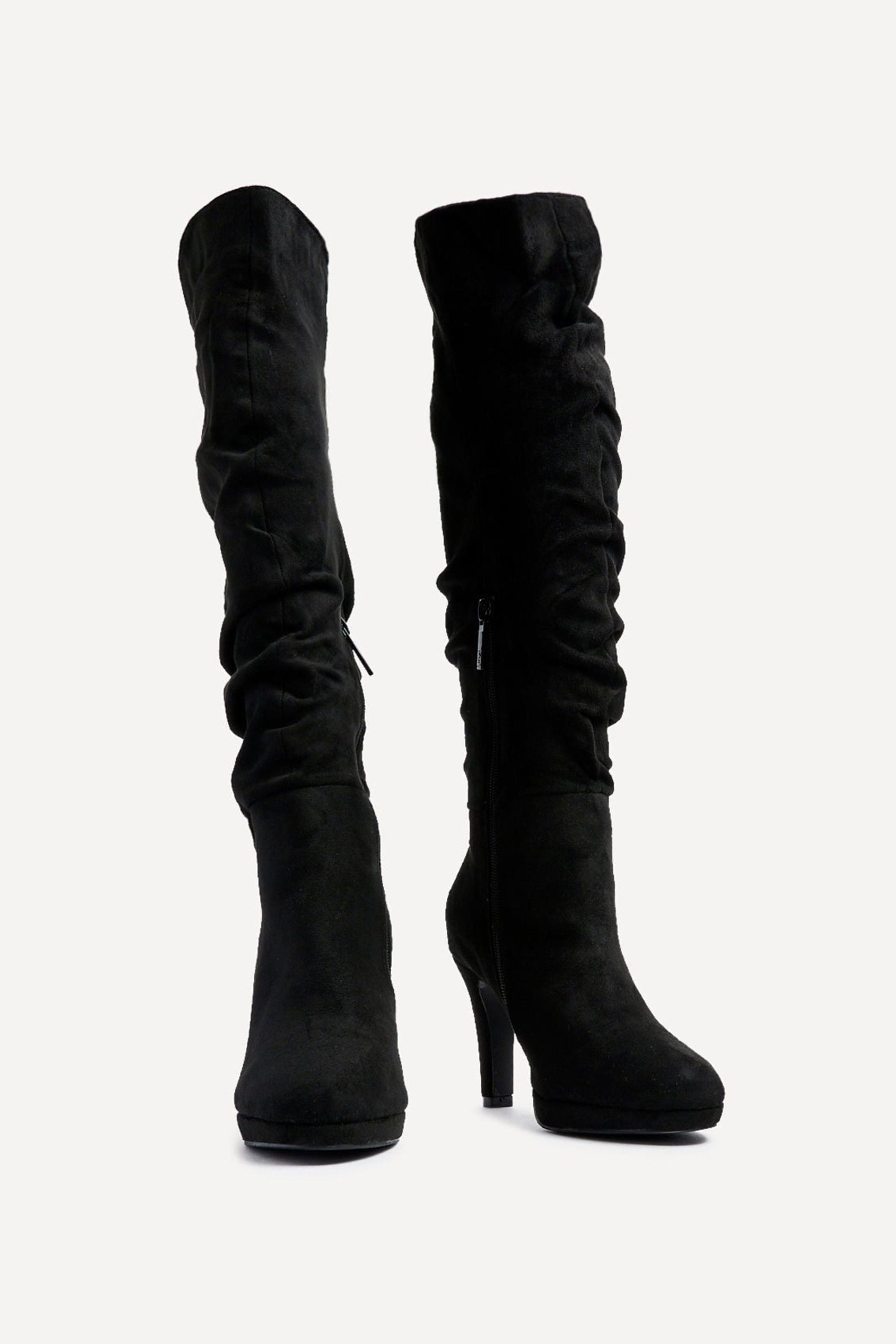 Linzi Gianna Black Faux Suede Platform High Leg Boot image 3