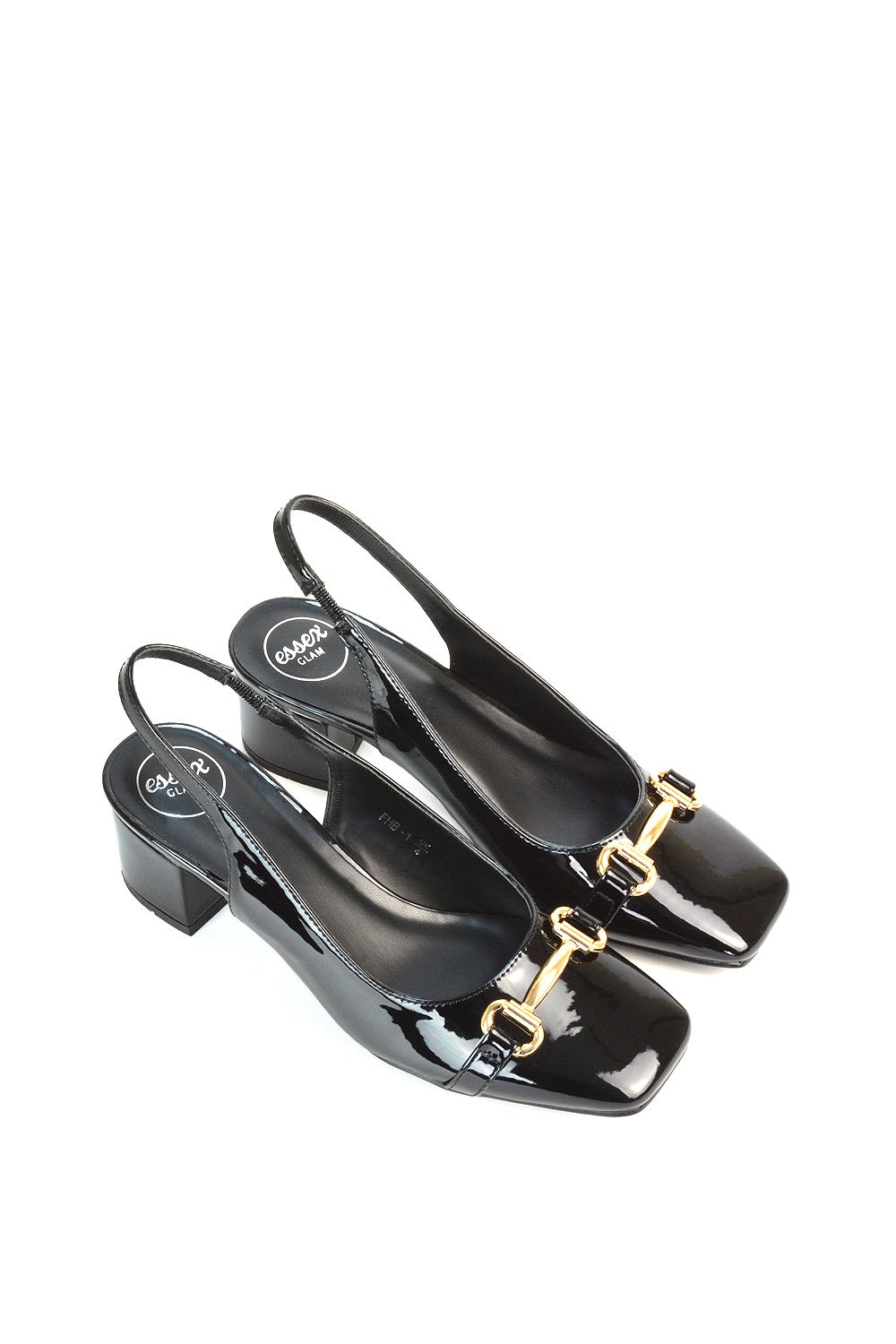 XY London 'Selena' Square Toe Slingback Mid Block Heel Ballet Court Shoes image 4