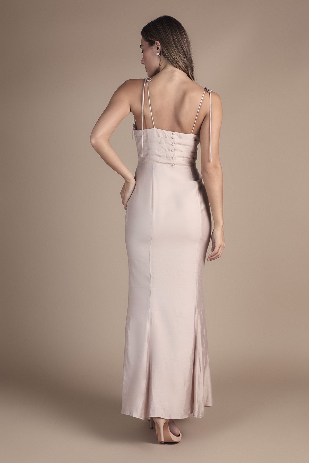 Coast Satin Strappy Cowl Neck Bridesmaid Dress Blush image 3