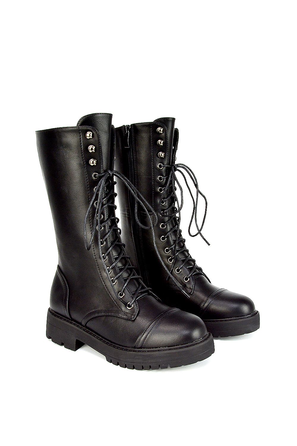XY London 'Vera' Mid-Calf Combat Heeled Ankle Boots image 4