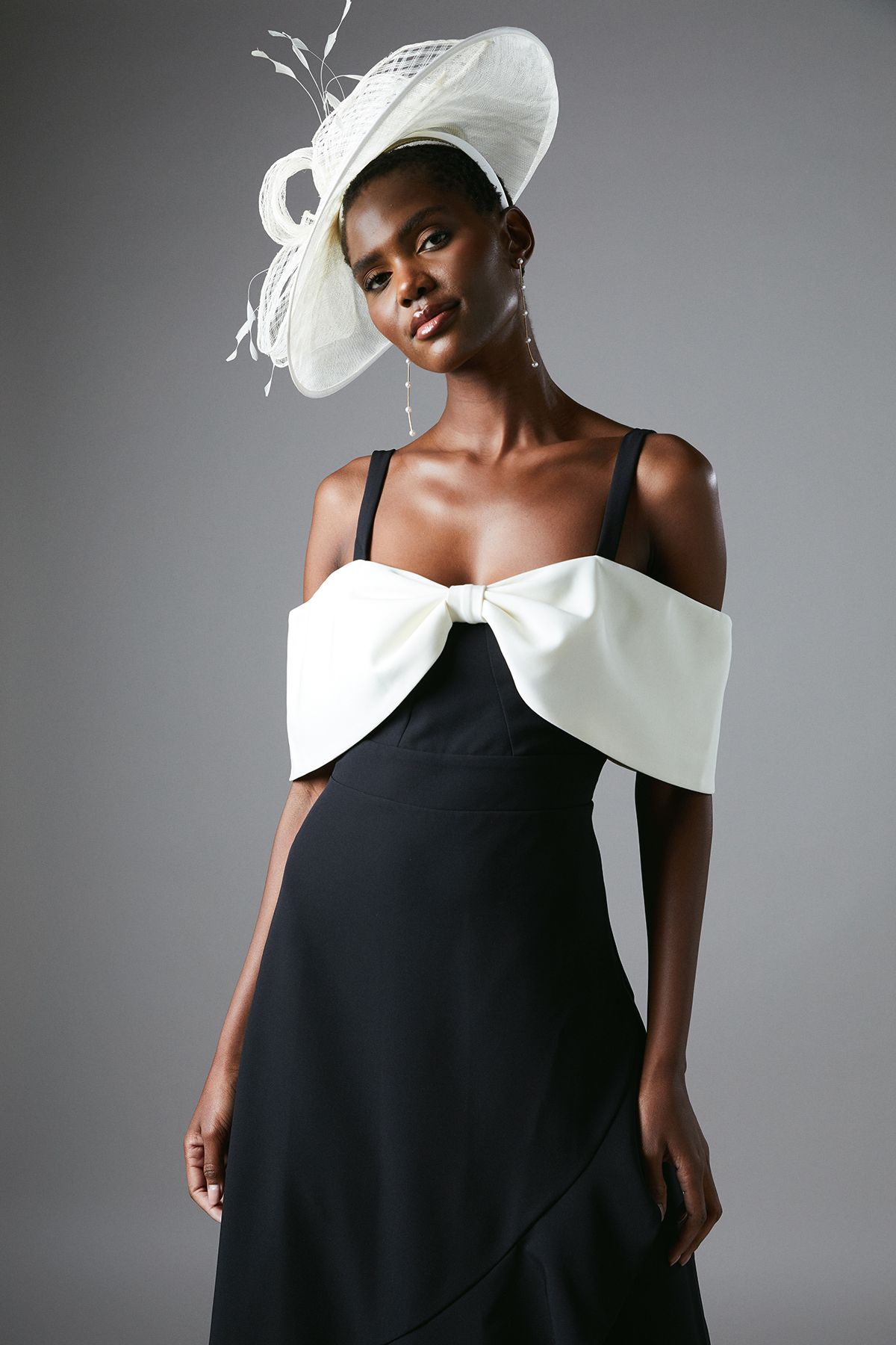 Coast Mono Bow Drop Waist Pleated Dress Mono image 2