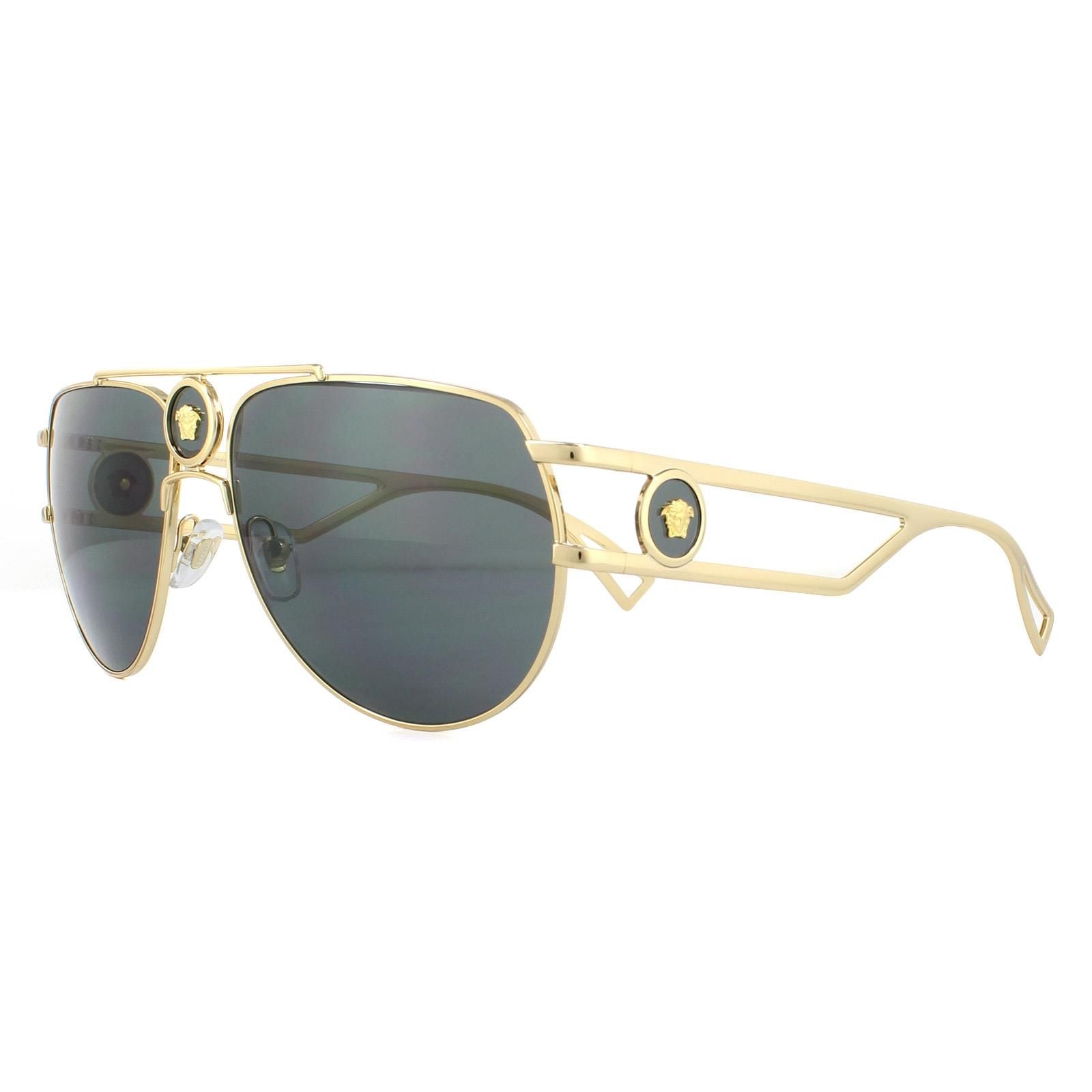 Versace Aviator Gold Grey Sunglasses image 2