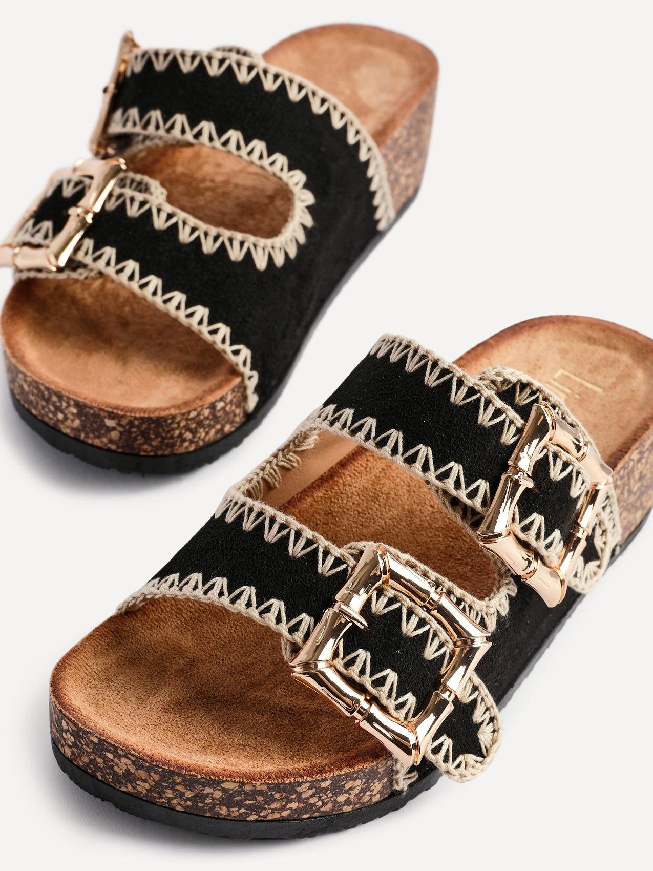 Linzi Darby Black Faux Suede Double Buckle Sandal image 3