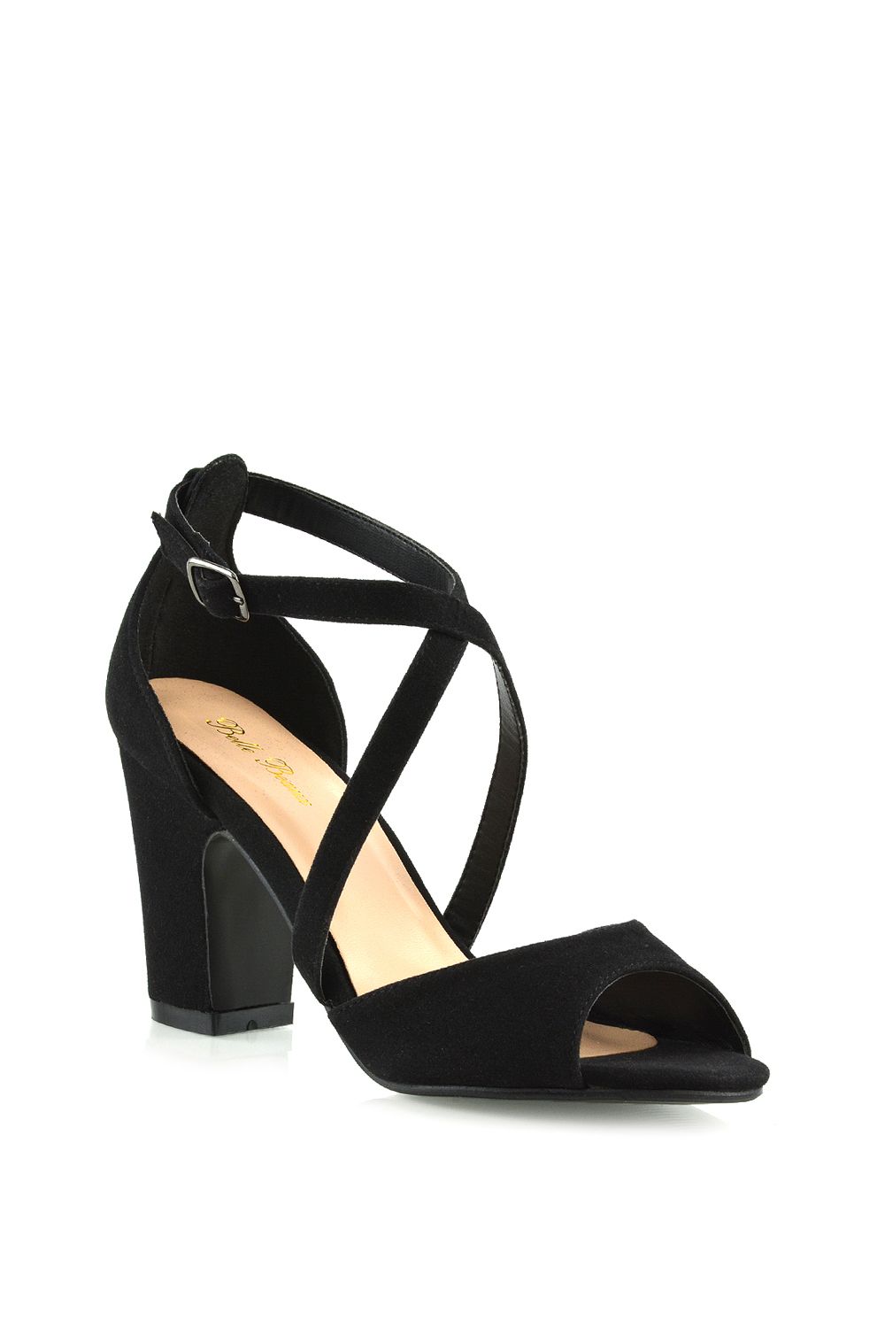 XY London 'Alice' Strappy Peep Toe Mid Block High Heel Sandal Shoes image 2