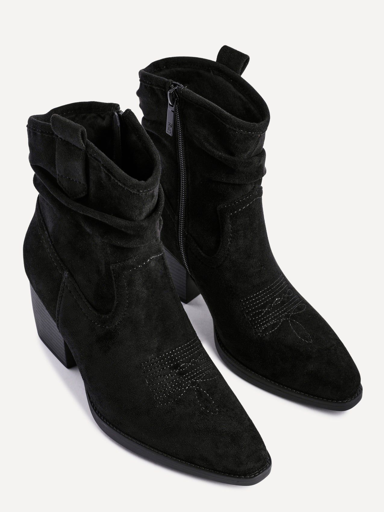 Linzi Carter Black Faux Suede Western Inspired Ankle Boot image 4