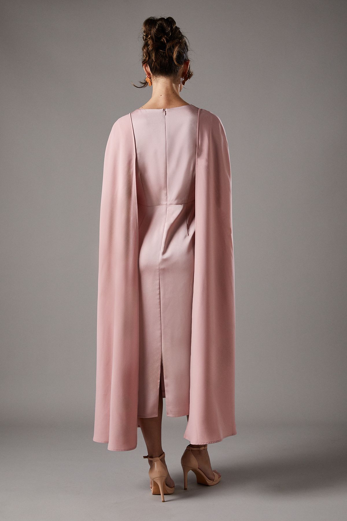 Coast V Neck Cape Midi Dress Pink image 4