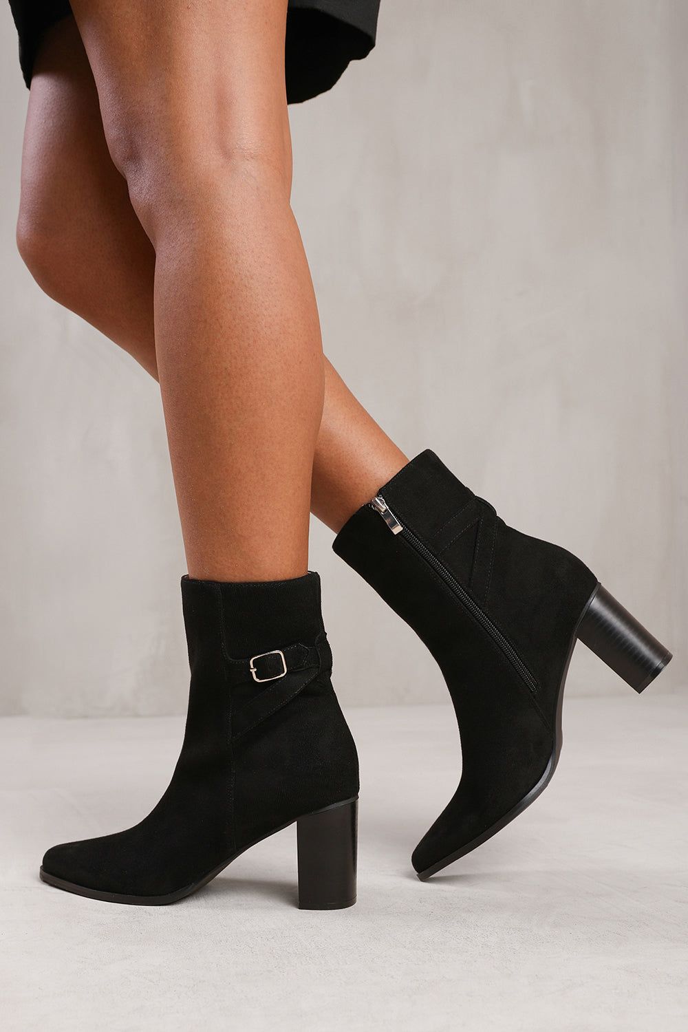 Where's That From 'North' Wide Fit Block Heel Boot With Buckle Detail image 1