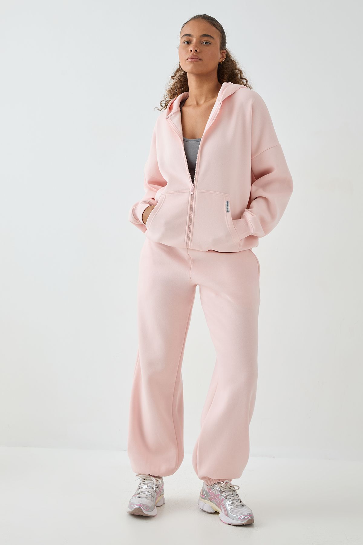 DSGN Studio DSGN Studio Oversized Zip Through Hoodie Light Pink image 3