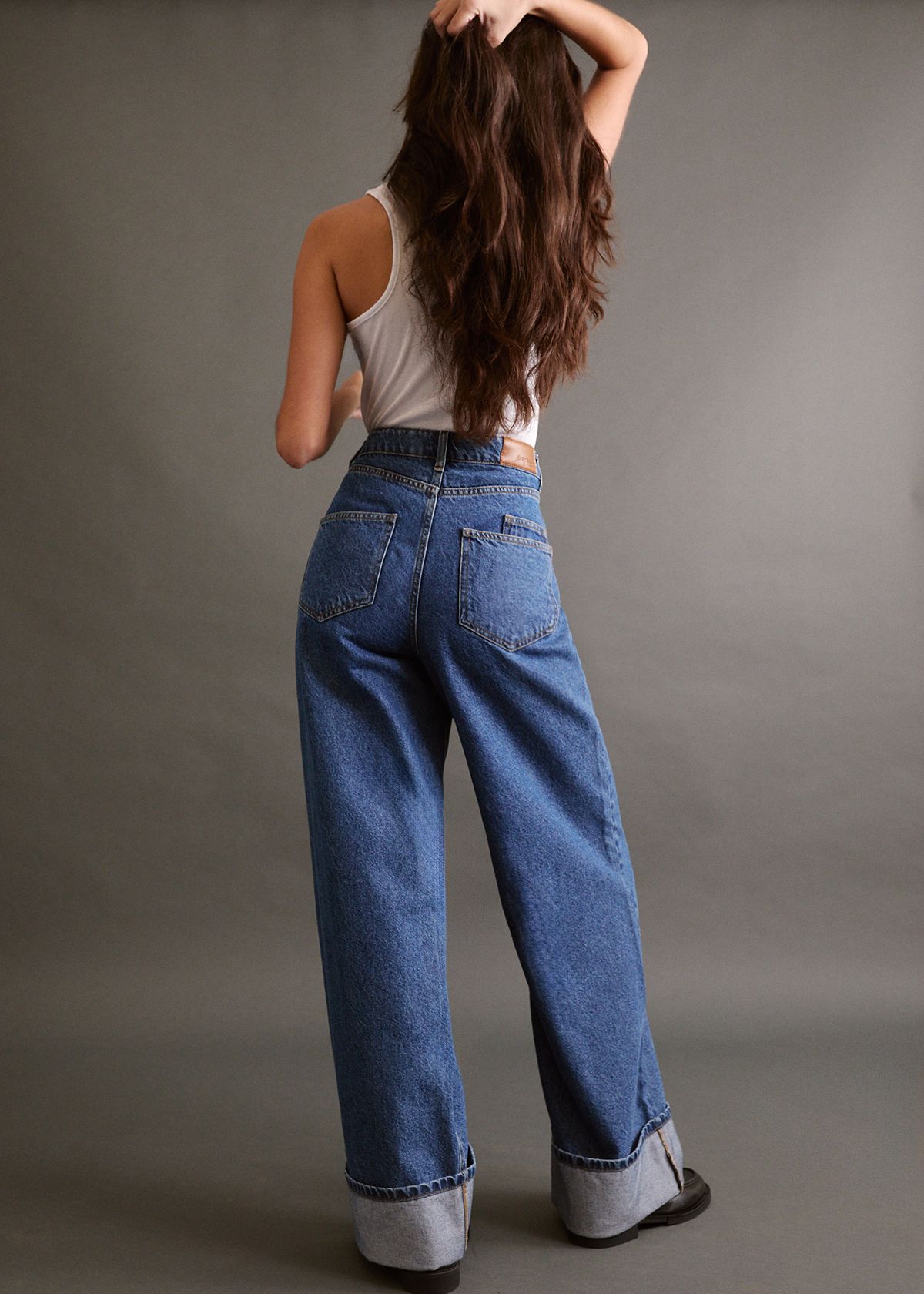 NastyGal The Denim Turn Up Jeans Authentic Midwash image 4