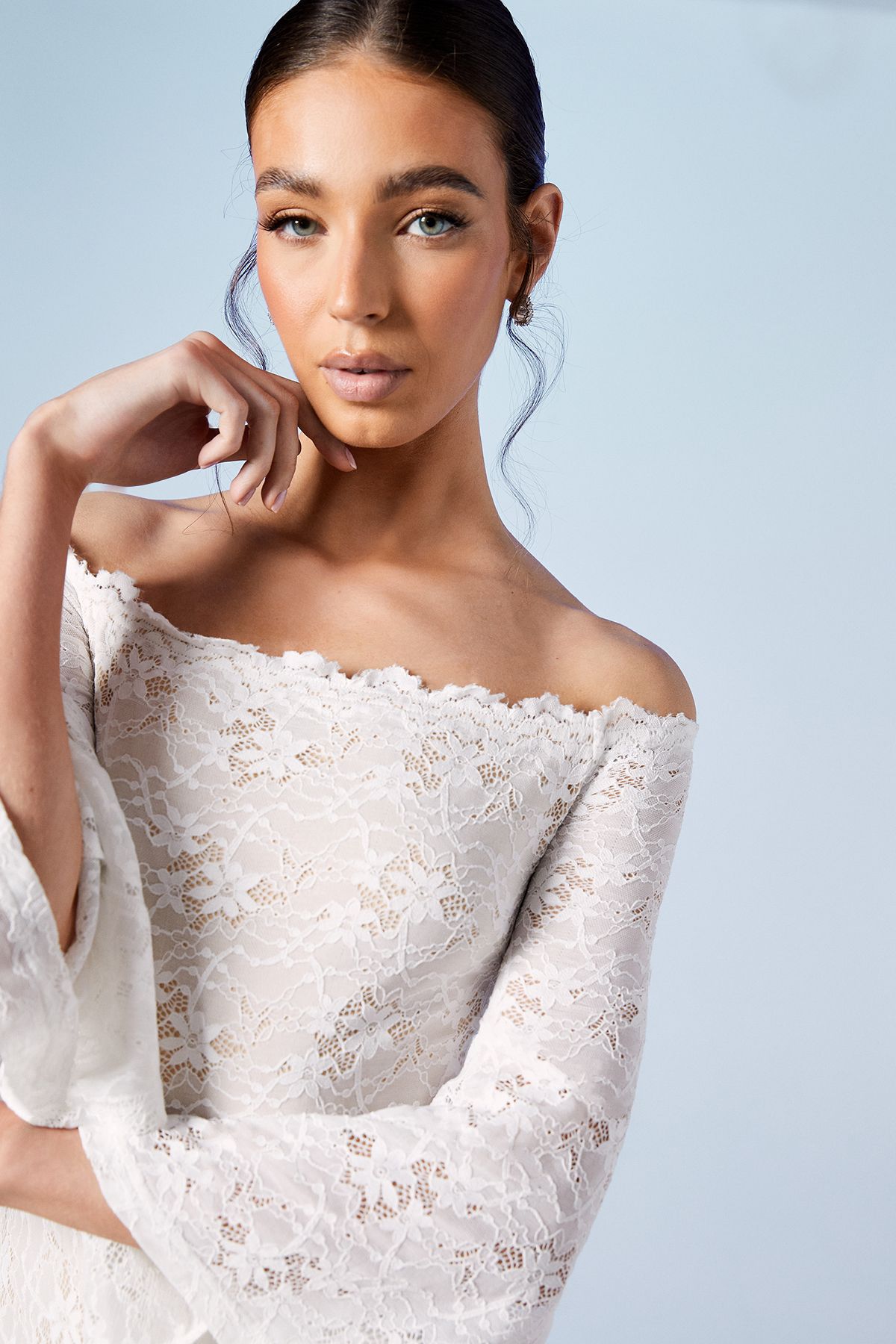 Coast Coast Honoured Bardot Boho Lace Fishtail Wedding Dress Ivory image 4