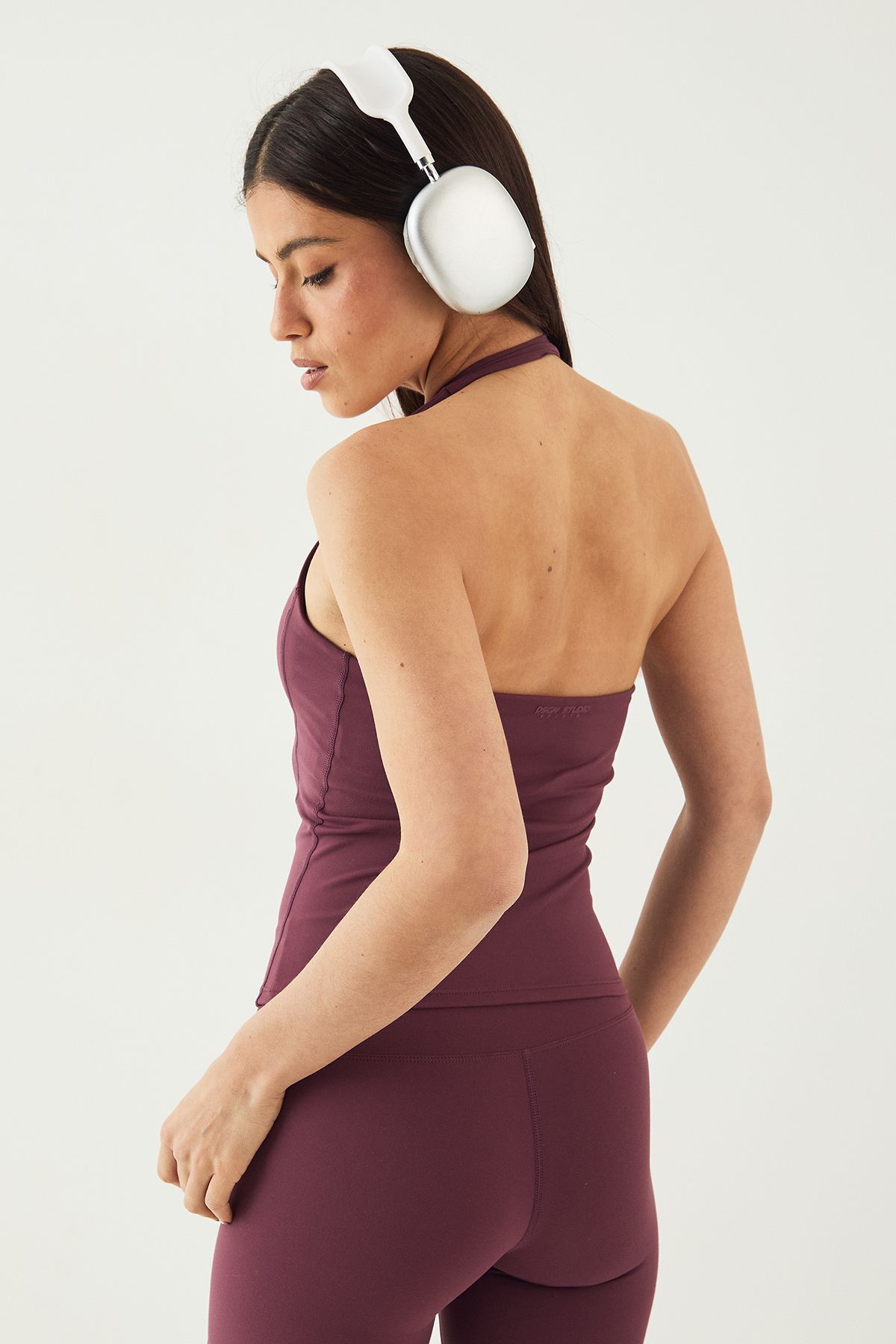 DSGN Studio DSGN Studio Sports Ultra Sculpt Seam Detail Padded Halterneck Top Plum image 2