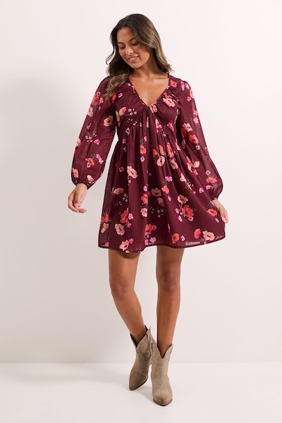 Dorothy Perkins Floral Empire Seam Blouson Sleeve Printed Mini Dress Floral
