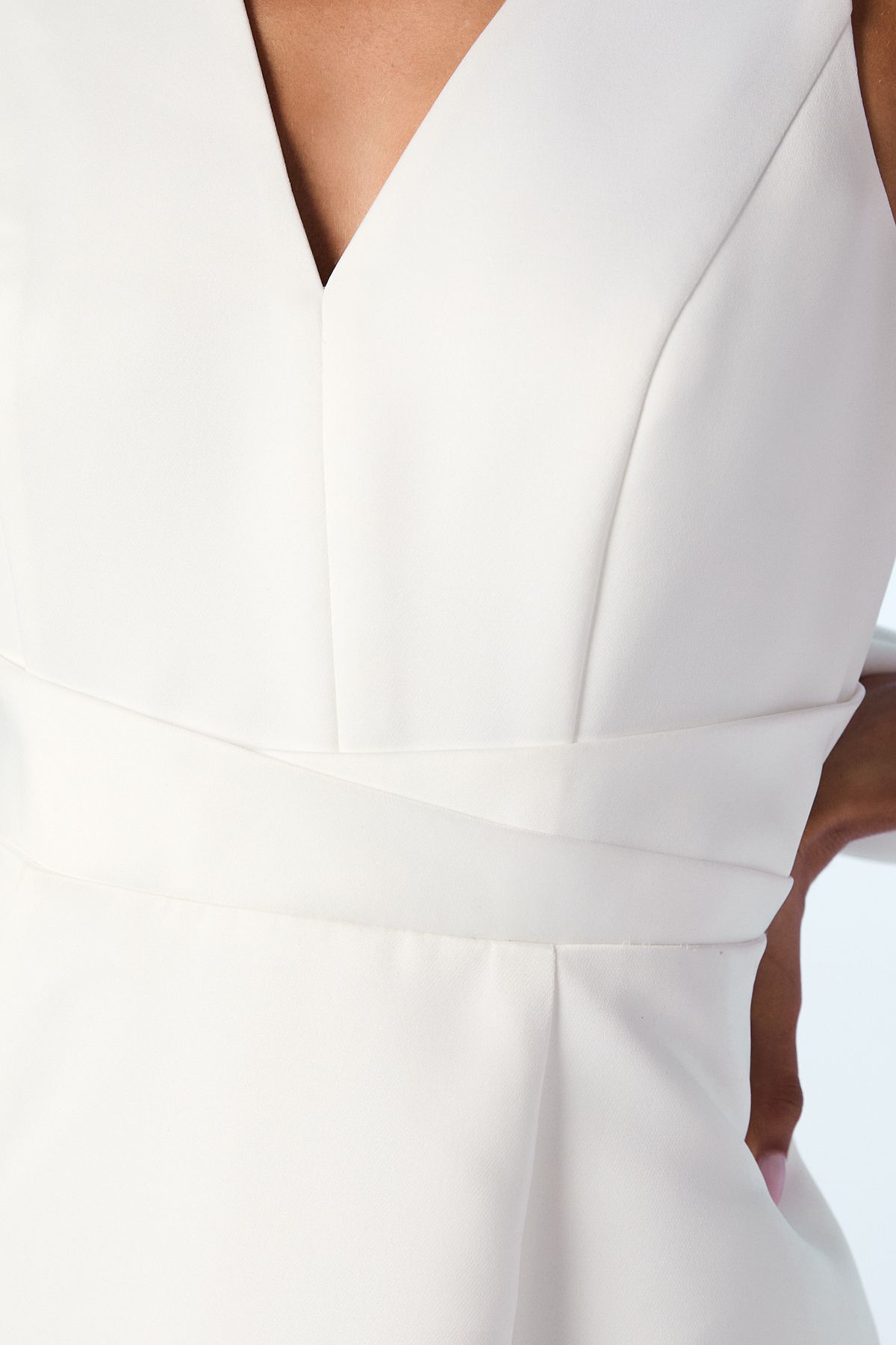 Coast Satin Plunge V Neck Maxi Wedding Dress with Back Bow Detail Ivory image 5