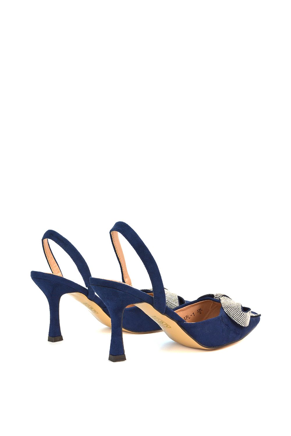 XY London 'Victoria' Diamante Bow Stiletto Slingback High Heel Shoes image 4