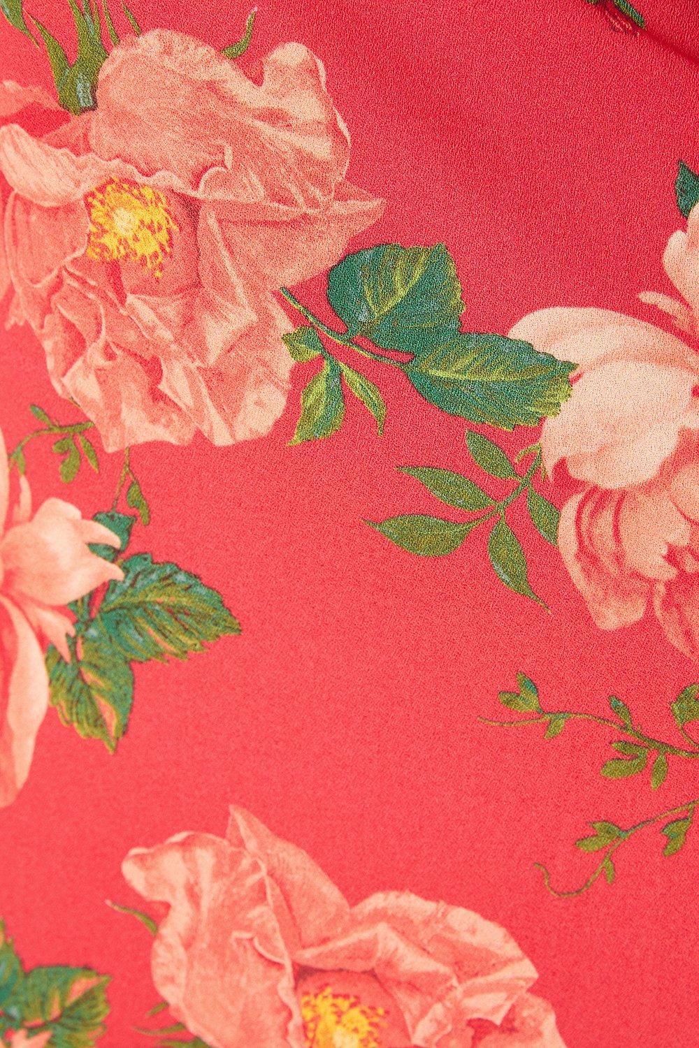 Dorothy Perkins Floral Tie Back Flutter Sleeve Midi Dress Pink image 5