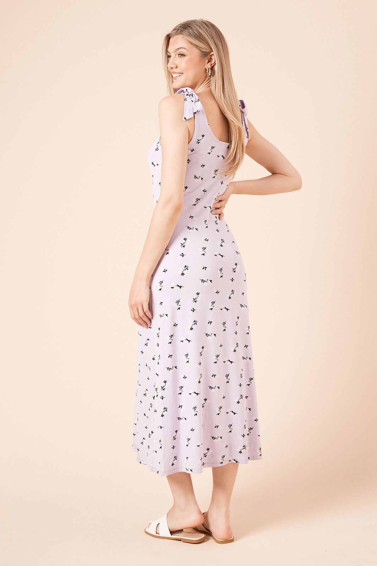 Dorothy Perkins Tie Shoulder Midi Dress Lilac image 5