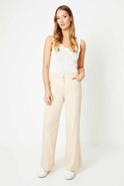 Oasis Top Stitch Patch Pocket Wide Leg Trouser
