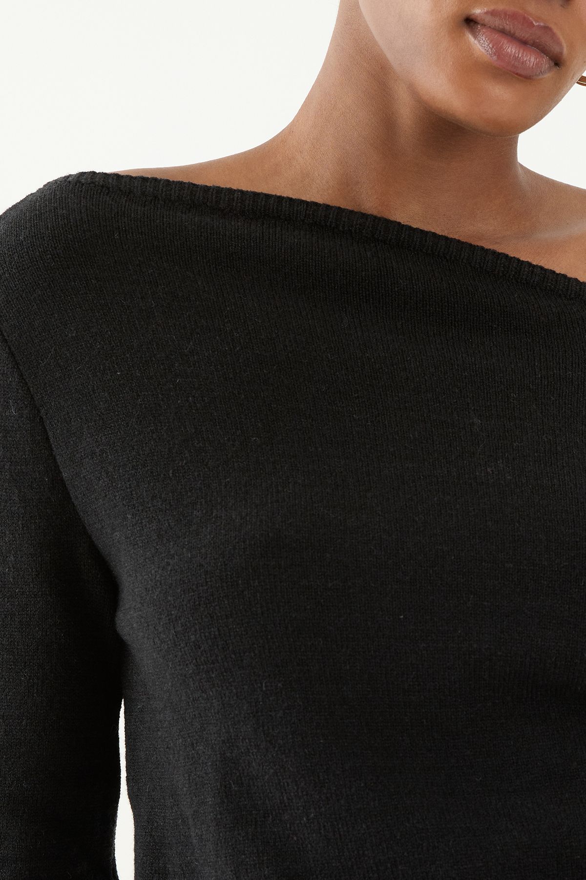 MissPap Knitted Asymmetric Neckline Top Black image 5