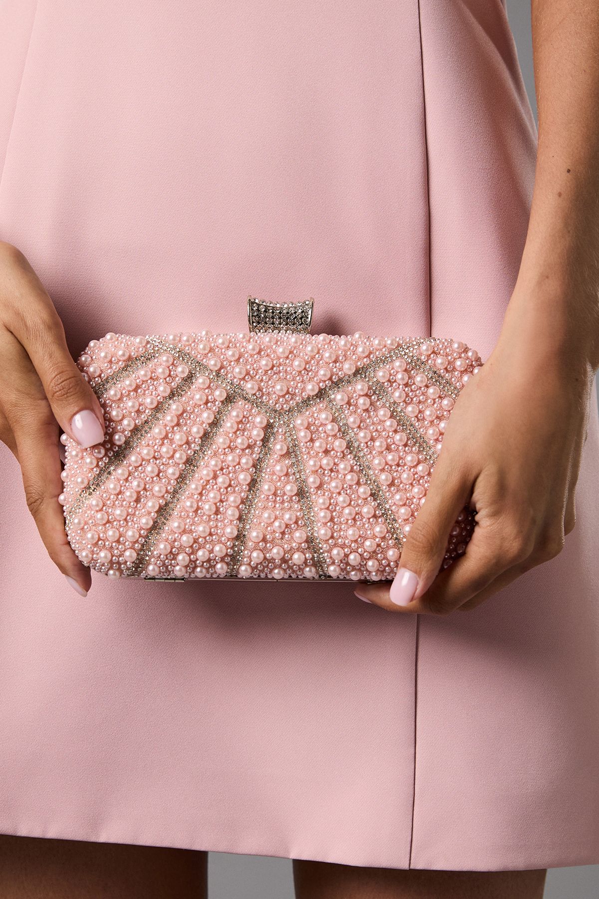 Coast Pearl Detail Clutch Bag Blush image 1