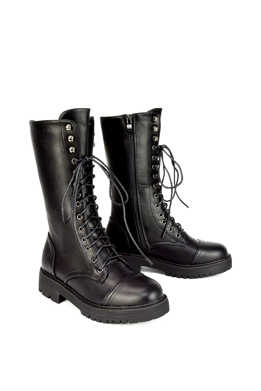 XY London 'Vera' Mid-Calf Combat Heeled Ankle Boots image 5