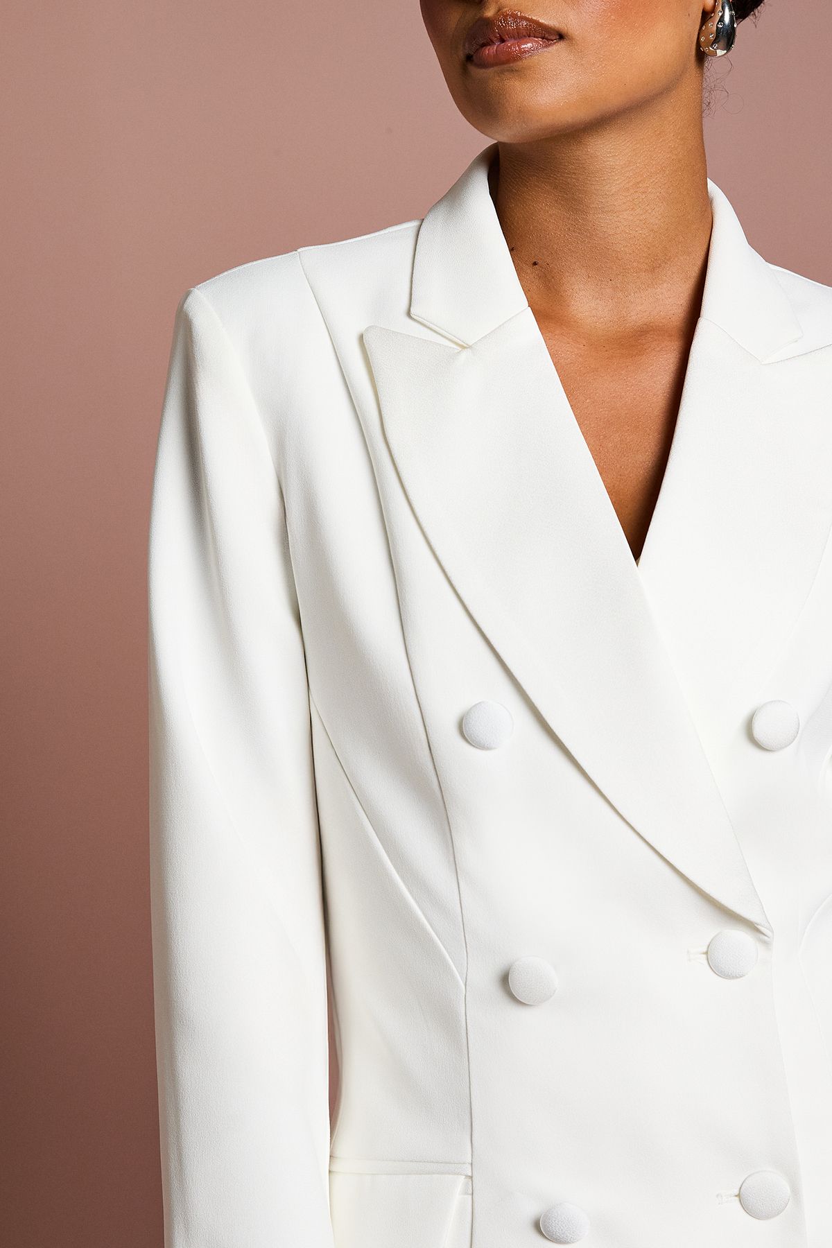 Coast Petite Premium Hourglass Silhouette Double Breasted Blazer Ivory image 5