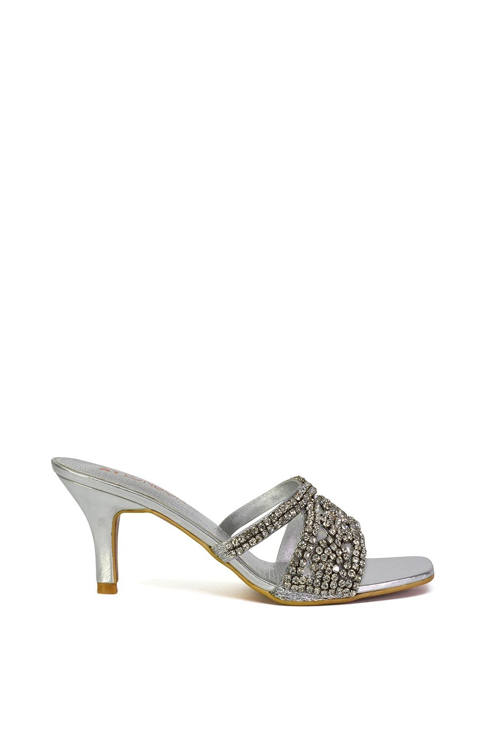 XY London 'Dominica' Diamante Mid Stiletto Heel Mule Sandals image 1