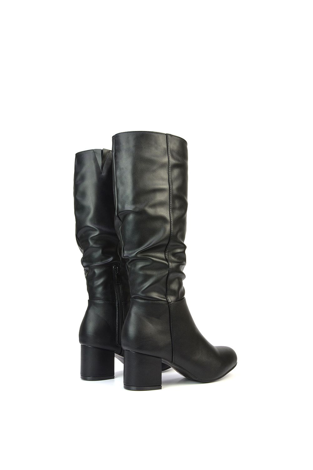 XY London 'Jackie' Ruched Mid Block High Heel Knee High Boots image 5