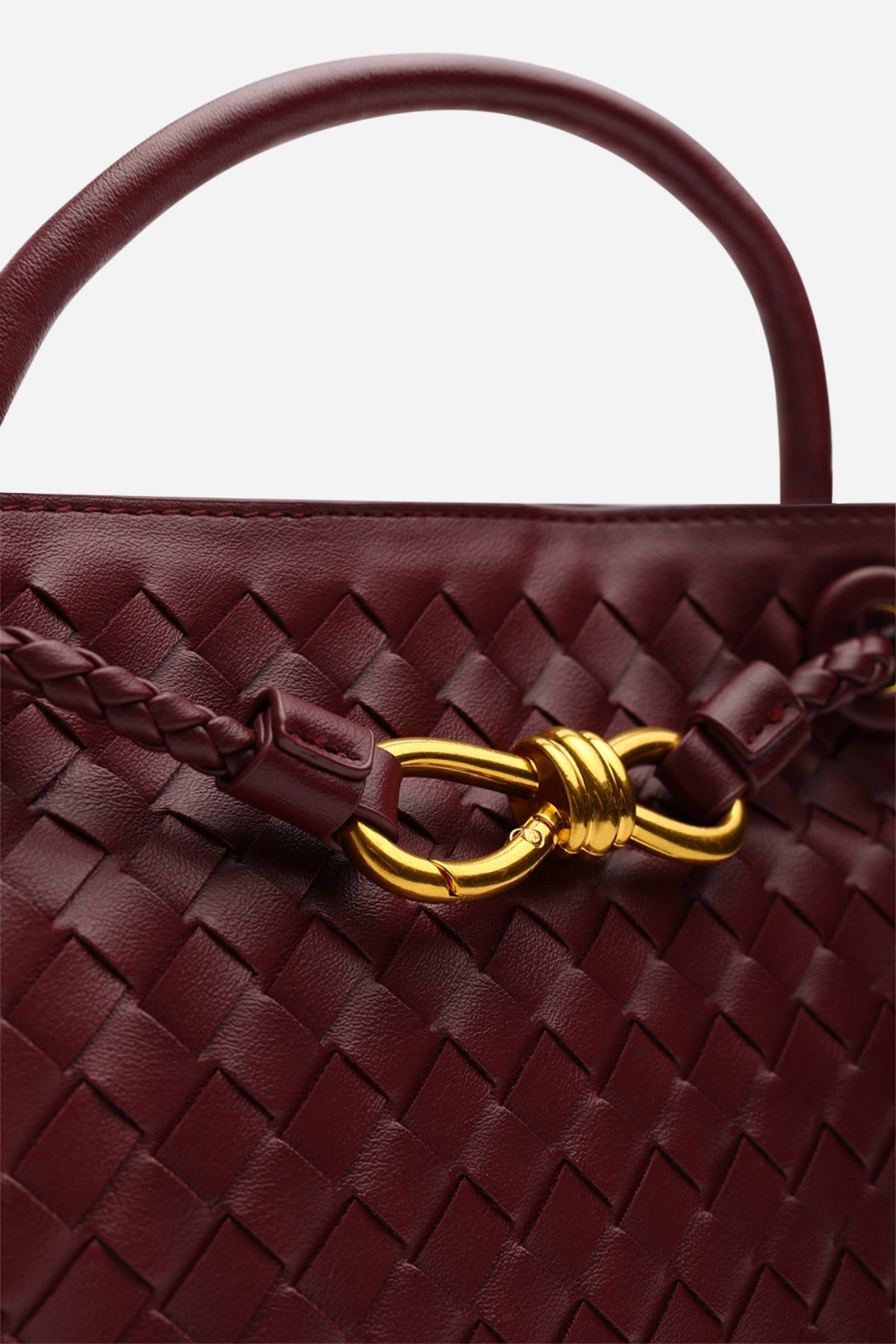 Where's That From 'Luna' Woven Leather Tote Bag With Gold Detail image 4