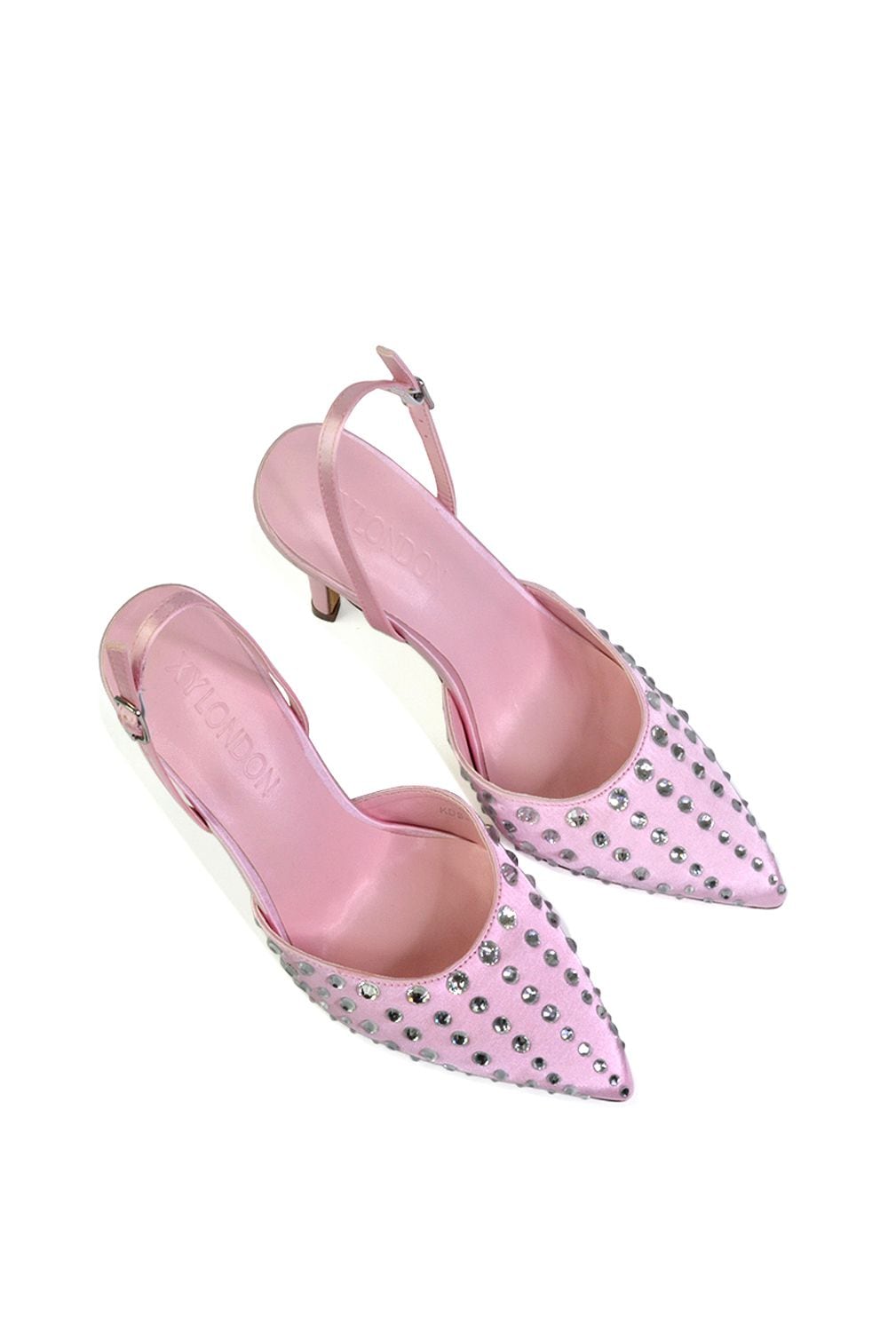 XY London 'Shelly' Strappy Slingback Pointed Toe Diamante Stiletto Bridal Heels image 5