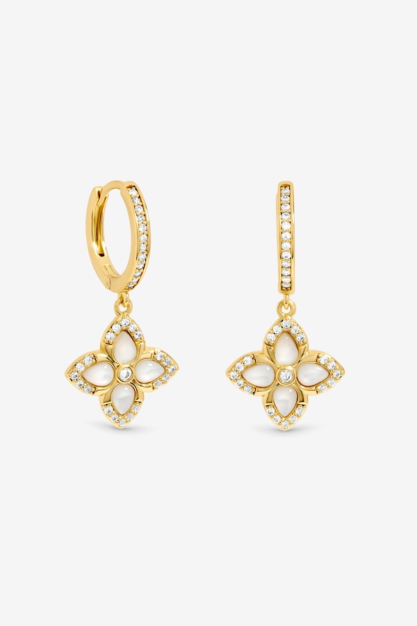 Jon Richard 14K Gold Plated and Clover Earrings