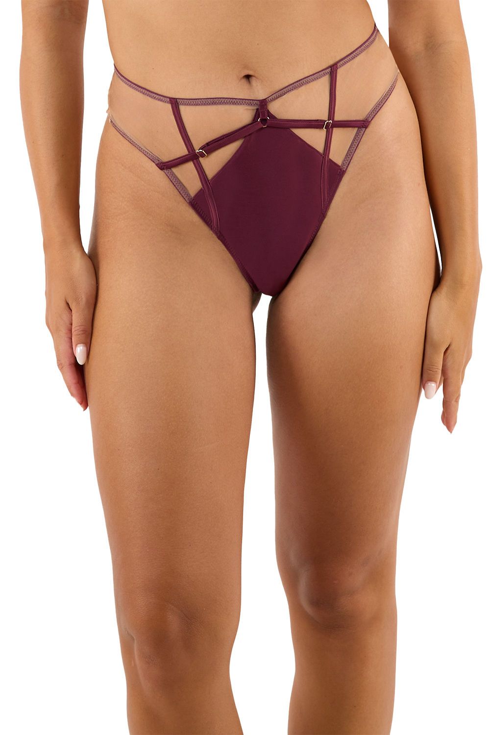 Playful Promises Ramona Wine 'High Waist Thong'