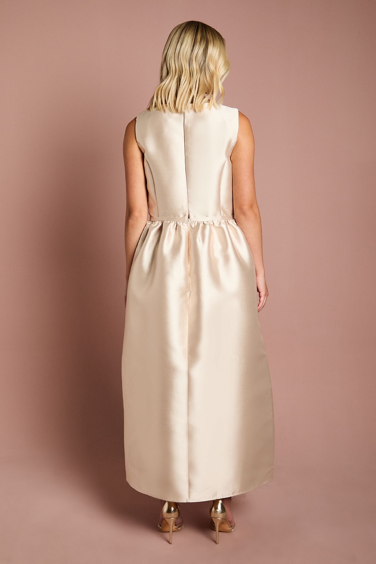 Coast Teen Coast Twill Bow Floral Maxi Bridesmaid Dress Champagne image 3