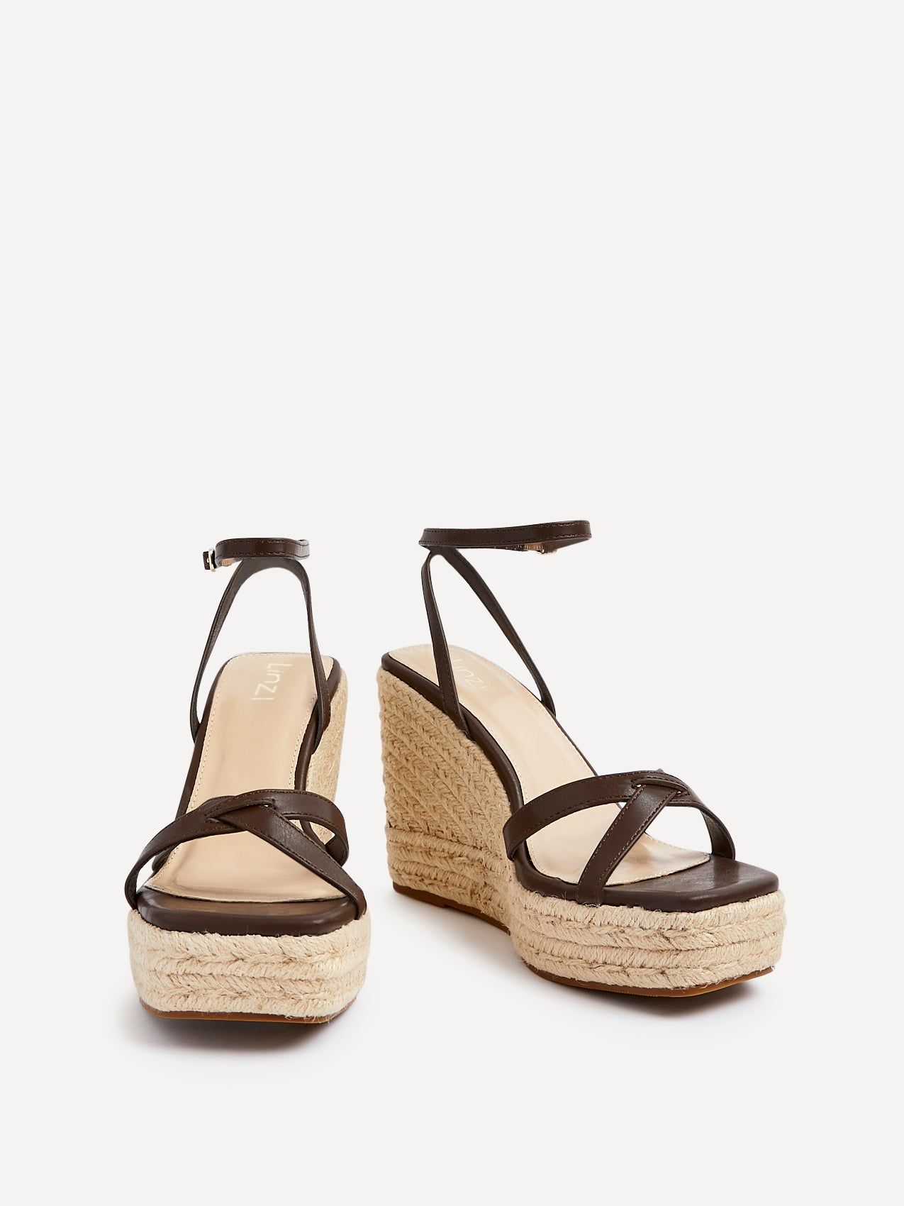 Linzi Desta Brown Nubuck Strappy Rope Wedges image 3