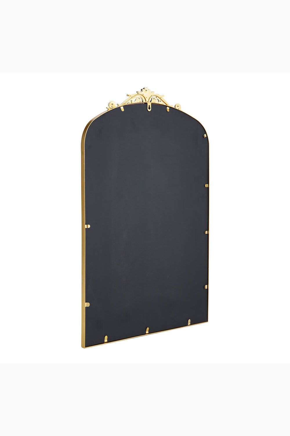 Living and Home 60cm W x 120cm H Vintage-Inspired Gold Floral Carved Metal Framed Arch Accent Wall Mirror image 4