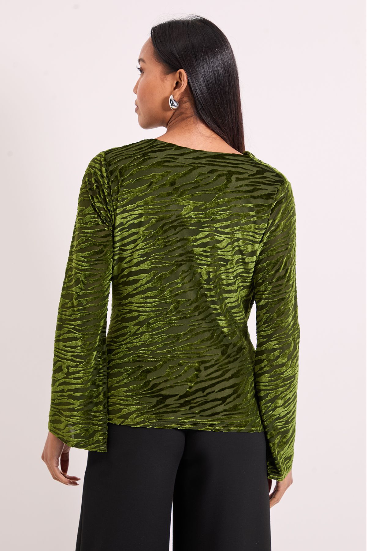 Principles Fluted Sleeve Cowl Neck Top Olive image 3