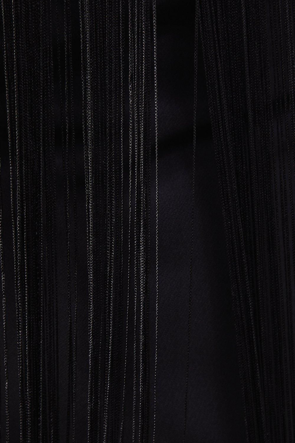 Warehouse Premium Fringe Sleeveless Mini Dress Charcoal image 5