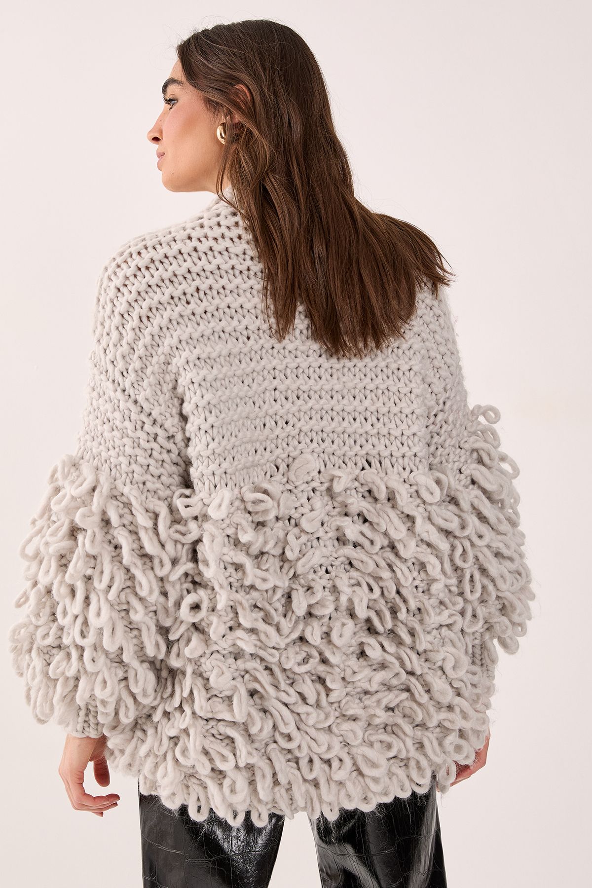 NastyGal Loopy Quarter Zip Oversized Jumper Grey image 4