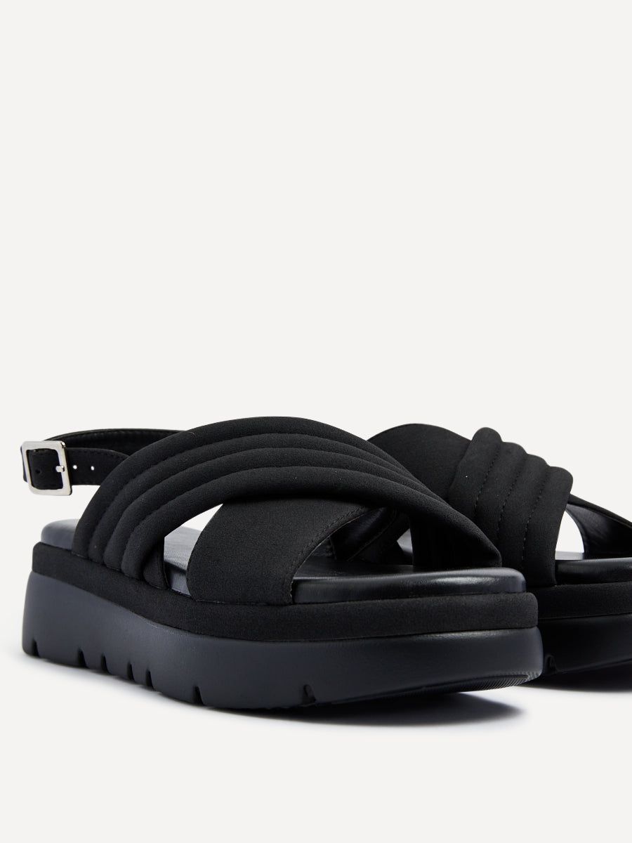 Linzi Shae Black Faux Nubuck Padded Crossover Flatform Sandals image 5